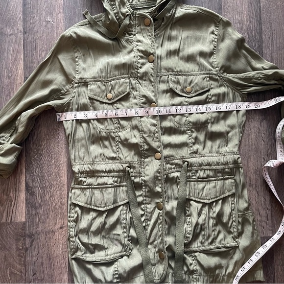 Olive Green Utility Draw String Light Weight Jacket Size S - Picture 9 of 9